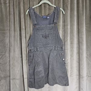Vintage Momcore Preppy Tomato Girl Gorp Green Corduroy Overalls Mini Dress